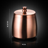 迎千福一体成型烟灰缸不锈钢创意家用客厅防风型北欧防飞灰个性潮流摆件 玫瑰金中号【带盖】1个装