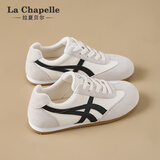 拉夏贝尔（La Chapelle）女鞋德训鞋百搭运动休闲简约厚底增高德训鞋女6625 米灰黑 38
