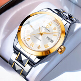 嘉年华（CARNIVAL）瑞士品牌手表男士机械表全自动防水夜光腕表送男友生日礼物 钢带间白-8137-升级版进口机芯