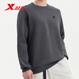 特步（XTEP）卫衣休闲长袖t恤男装春秋季衣服男士运动服上衣学生宽松外套黑色 珍珠灰 XL 180