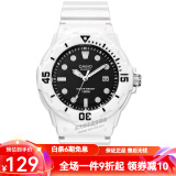 卡西欧（CASIO） 卡西欧(CASIO)手表 女生运动系列橡胶带石英学生表 黑盘白色橡胶带LRW-200H-1E