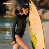 VALTOS连体泳衣2024新款女防晒潜水服冲浪服游泳保守遮肚子显瘦长袖泳装 黑色 M