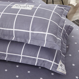 云瑾纯棉枕套一对装2只 全棉印花枕头套 单人双人居家枕芯套 星语星辰灰 一对装/成人48*74cm