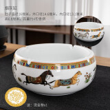 恒古（Heregur） 青花陶瓷大码欧式复古客厅烟灰缸精品大号实用烟缸时尚创意个性办公室家用中式潮流 大号马