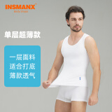 INSMANX男士塑身背心束胸收腹紧身内衣塑型运动塑身衣束身定型藏肉神器 单层春夏薄款白色 M（体重140-180斤）