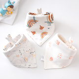 添艾奕生纯棉婴儿三角巾新生宝宝口水巾男童帅气围巾防水女公主款秋冬围嘴 双层纯棉（彩虹系列）3条装