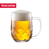 tescoma 捷克进口玻璃啤酒杯带把手 大容量扎啤杯 饮料杯果汁杯 菱形状 500ml