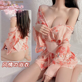 洛蔓希 情趣内衣女日式和服性感制服诱惑角色扮演复古唐装性感睡衣sm和服免脱内裤腰带3件套