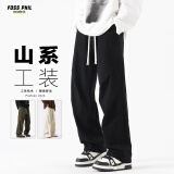Foss Phil春夏季纯棉工装休闲裤子男宽松阔腿透气伞兵冲锋裤FPK27黑S