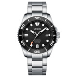 尼尚Nesun品牌男士机械表 潜水系列 自动机械表防水100米夜光男表钢带 黑色(进口机芯）