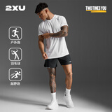 2XU Aero系列 短袖t恤男宽松休闲圆领运动夏季跑步速干透气吸汗上衣 白/银反光 S