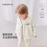 babylove女宝宝马甲秋冬法兰绒马夹加绒上衣外出百搭婴儿保暖背心