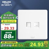 德力西(DELIXI)开关插座面板 CD815系列 电话电脑插座 QSE86T2T8