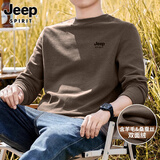 JEEP SPIRIT吉普男士蚕丝羊毛衫冬款加厚保暖圆领长袖秋衣防风锁温抗寒打底衫
