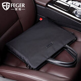 斐格手提包男士商务包横款电脑包休闲包单肩斜挎包帆布公文包背包潮 加大黑（单品） 14英寸
