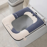方形马桶坐垫家用马桶垫长方形垫子新款毛绒加厚水洗拉链冬季 方形狐狸拉链【蓝色】1个装