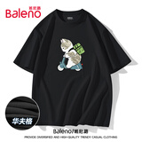 班尼路（Baleno）夏季短袖男女款潮牌定制卡通猫百搭上衣t恤运动宽松五分袖衣服