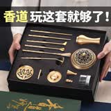 轩椽阁香篆套装香道工具黄铜香炉家用打拓香粉香印打篆用品12件套礼盒装