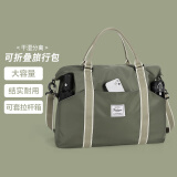 Landcase 旅行包女大容量手提行李包休闲运动健身包折叠收纳袋 4095军绿大