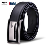七匹狼皮带男士板扣腰带青年真牛皮内穿平滑扣裤带生日礼物送男友送爸爸 黑色长125cm不支持留言