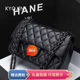 KYOJIN高端大牌轻奢女包单肩斜跨包菱格链条包七夕情人节礼物香奈小香儿 钨钢穿皮链条大号