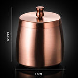 迎千福一体成型烟灰缸不锈钢创意家用客厅防风型北欧防飞灰个性潮流摆件 玫瑰金大号【带盖】1个装