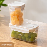 dehub食品级带冰保鲜盒便携外带移动小冰箱自带冰便当盒户外野餐水果盒 【白色300ml+500ml】堆叠设计