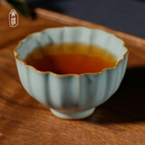 青澹汝窑茶杯品茗杯主人杯汝瓷功夫茶具陶瓷手工天青色景德镇晚晴杯 晚晴杯 开片可养 天青色