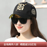 七襄 棒球帽男女士春秋户外休闲帽子情侣款鸭舌帽纯色可调节遮阳帽 黑色金字