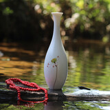 艺馨维尼景德镇陶瓷花瓶创意摆件手绘荷花白瓷瓶观音玉净瓶简约水培插花器 观音瓶
