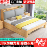 良盛实木床现代简约1.8m主卧双人大床出租房用1.5米单人床1m2简易床架 【A款】-太空灰 实木床 1500mm*2000mm