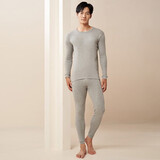 宜而爽 男女士全棉秋衣秋裤情侣套装圆领打底纯棉毛衫纯棉保暖内衣 男款浅麻灰 3XL