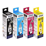 爱普生（EPSON）原装672墨水L405 L455 L485 L551  L565 L1300 L1455 L201打印机 原装672四色墨水套装/盒装