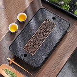 尚言坊天然乌金石茶盘带排水储水式小型家用功夫茶具简易茶托盘干泡茶台