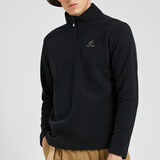 探拓（TECTOP）潮牌抓绒衣男女情侣款拉链立领打底衫加厚保暖套头外套加绒户外 033男款黑色 2XL