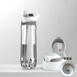 美国Melais运动水杯大容量男女吸管杯带茶漏便携健身tritan户外防摔1000ml旅行水壶 750太空灰（鸭嘴盖+泡茶盖）
