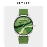 FEYERT小众轻奢特色设计大表盘高级感手表男女生款情侣石英表 绿色
