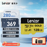 雷克沙（Lexar）128GB TF（MicroSD）存储卡 U3 V60 A1 读280MB/s 写100MB/s 高速内存卡 4K超清录制（GOLD）