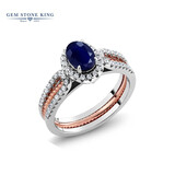 GEM STONE KING蓝宝石戒指女925银一款两戴双色套戒时尚简约送女朋友七夕节礼物 美5号