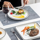 牛排盘子西餐盘北欧牛排刀叉盘子套装情侣西餐餐具套装家用全套欧式陶瓷碟子 【情侣套】圆形10寸