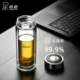 希诺（HEENOOR）双层玻璃杯抗菌水杯纳米银离子带滤网高档商务车载茶杯印制礼品杯 经典款银离子抗菌款 360ml