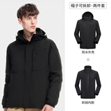 骆驼（CAMEL）三防冲锋衣户外登山服防风防水防污三合一运动外套 A9W214119AX，黑色，男 2XL