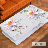 速纳茶几桌布垫3D立体网红中式防水防油防烫免高档软玻璃茶几餐桌垫 荷花韵 70*130cm