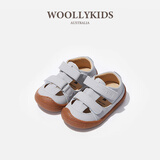 小羊沃利woollykids小羊沃利澳洲真皮男女童包头学步鞋防滑魔术贴宝宝凉鞋 灰蓝色 20 码 内长13.5cm适合脚长12.6-13.0cm