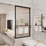 星拓长虹玻璃隔断现代简约卫生间半墙小屏风干湿区洗手台遮挡玄关 黑色：长虹玻璃隔断 提供尺寸定制