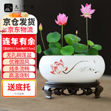 九千谷陶瓷花盆水仙盆睡莲碗莲铜钱草水培水养花卉绿植花盆带底座3888