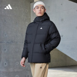 adidas 600蓬拒水防风保暖鸭绒羽绒服面包服男女同款冬季阿迪达斯 黑色 2XS