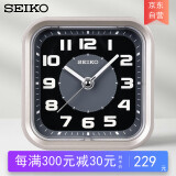 SEIKO日本精工时钟时尚现代简约方形贪睡夜灯夜光功能儿童方形闹钟