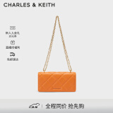 CHARLES&KEITH质感菱格链条小方钱包女包包女包生日礼物女CK6-10680924 Orange橙色 XS