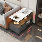 度曼尼（DUMANNI）沙发边柜客厅边几角几现代轻奢侧边柜极简茶几靠墙置物小桌子边桌 黑架灰柜+白金玻璃 90*40cm 轻奢款